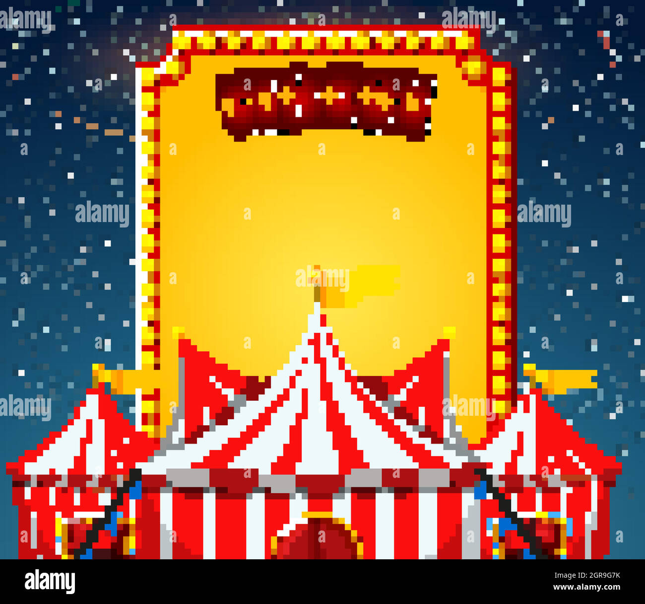 Modello di cartello Circus con tende circus sullo sfondo Illustrazione Vettoriale