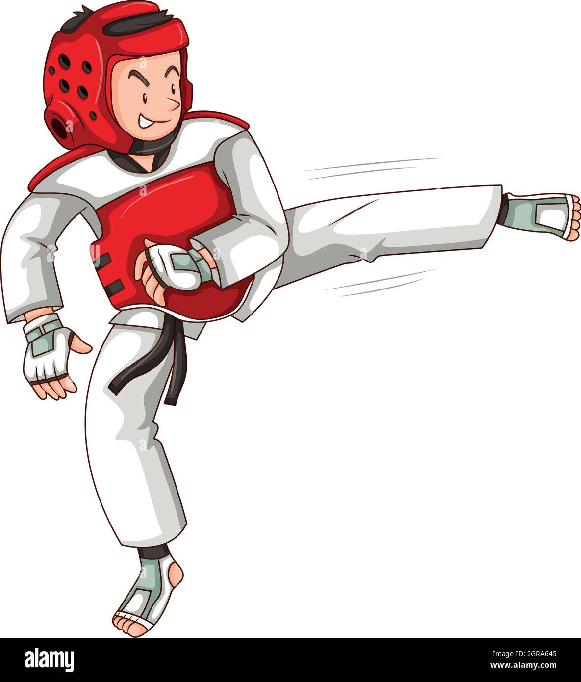 Uomo in taekwondo vestito calci Illustrazione Vettoriale