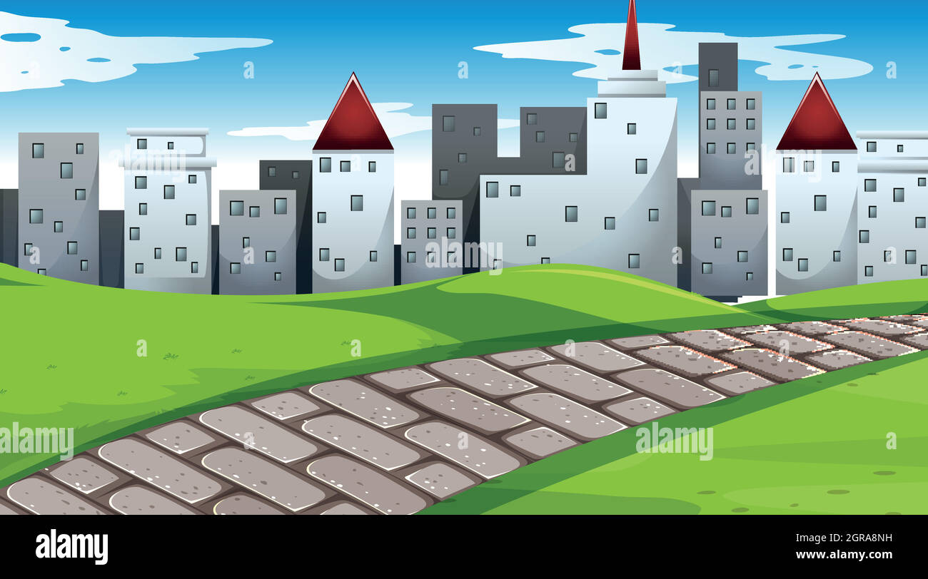 Paesaggio urbano in scena parco Illustrazione Vettoriale