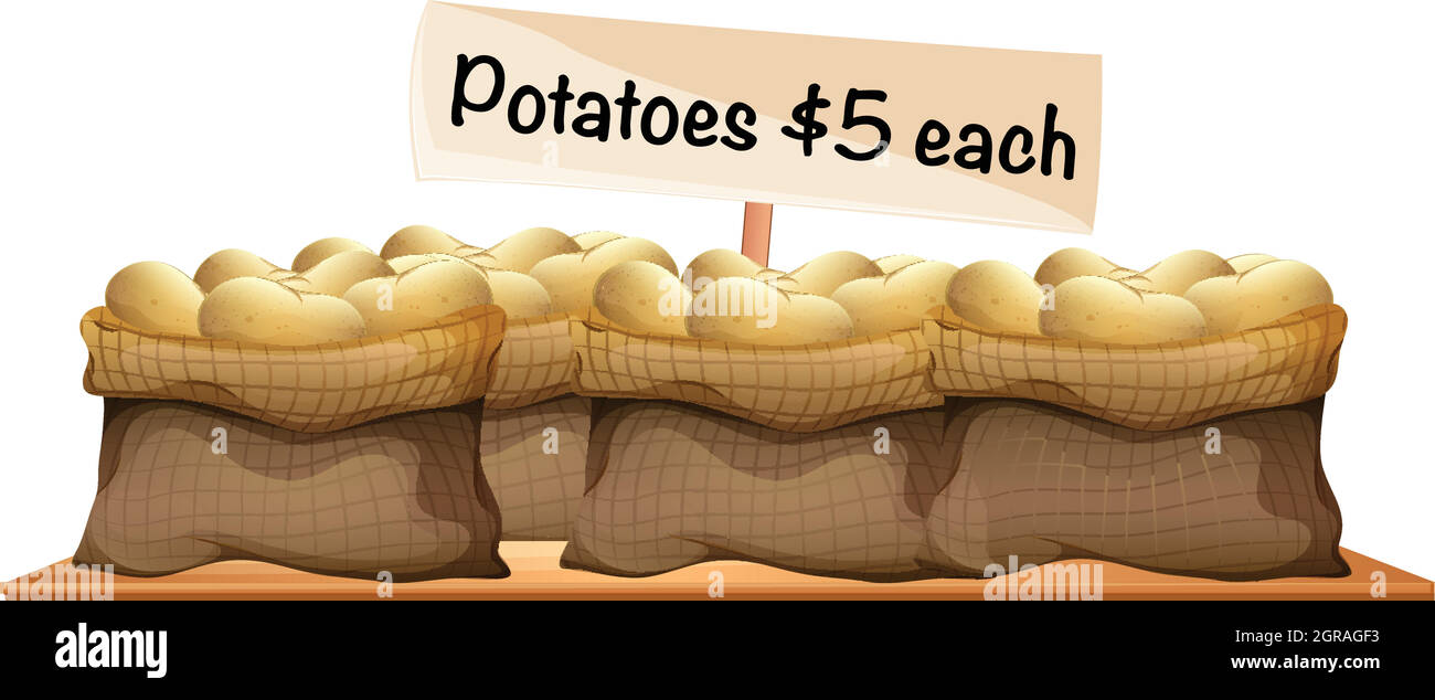Sacco di patate crude Immagini Vettoriali Stock - Alamy