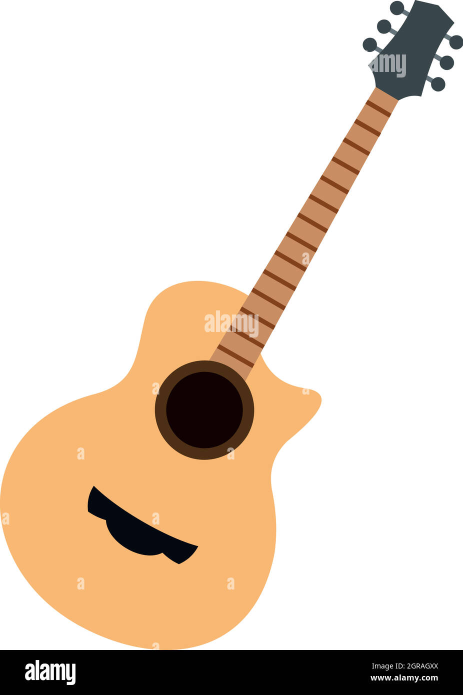 Icona a forma di chitarra, di tipo piatto Illustrazione Vettoriale