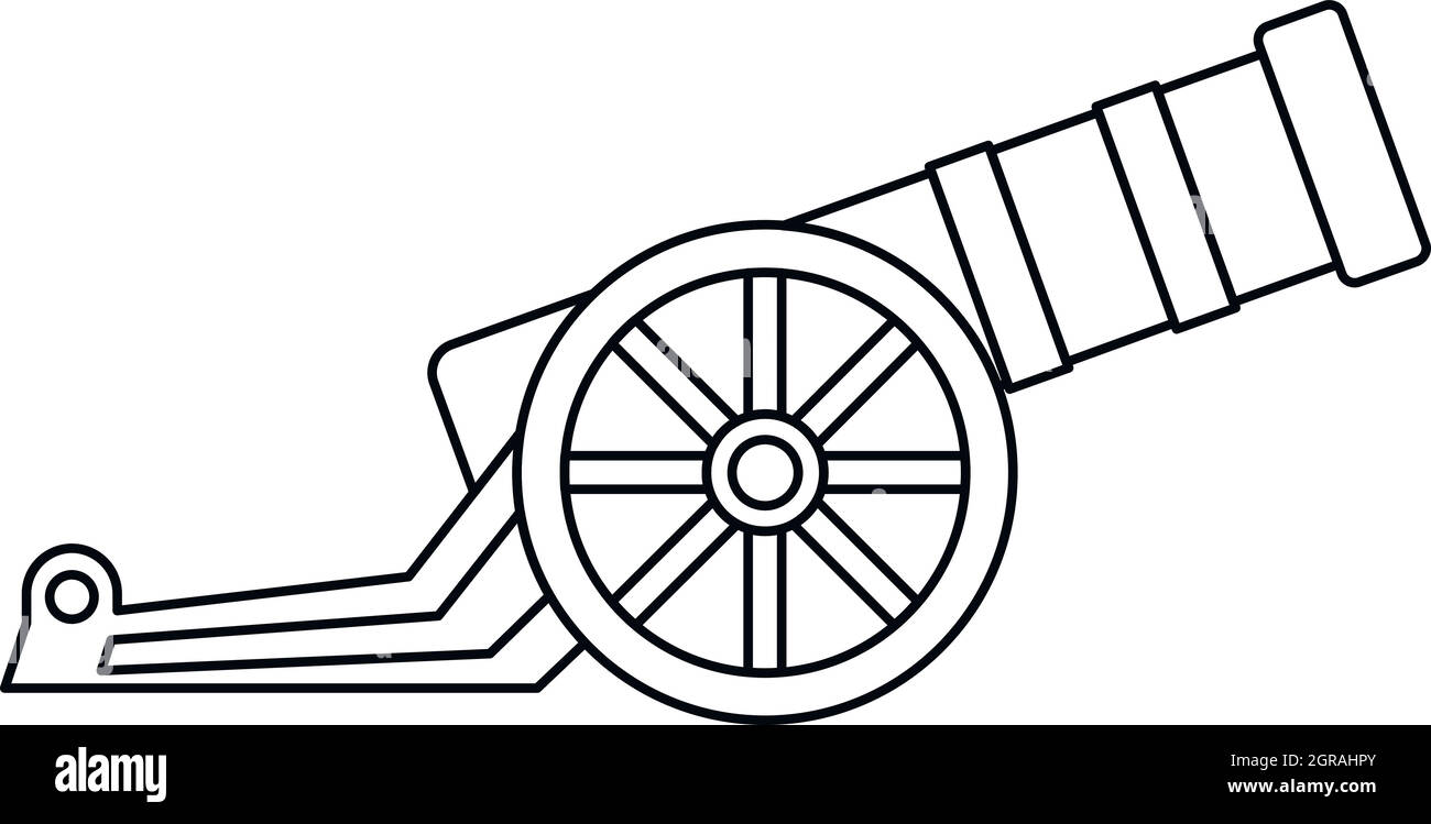 Antica Cannon Icona, stile contorno Illustrazione Vettoriale