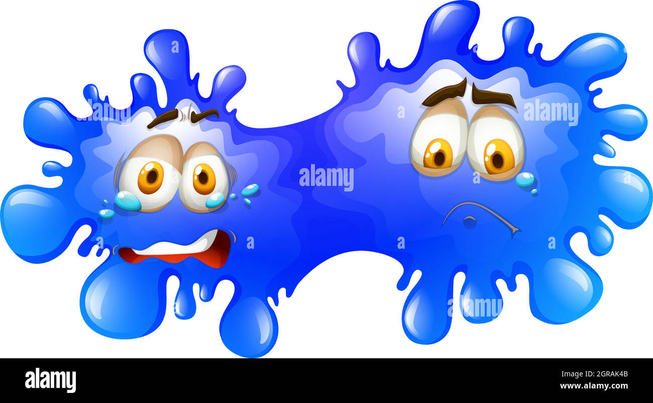 Spruzzi di colore blu con il viso Illustrazione Vettoriale