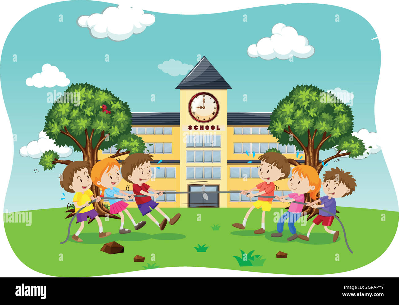 I bambini giocano Tug of War Illustrazione Vettoriale