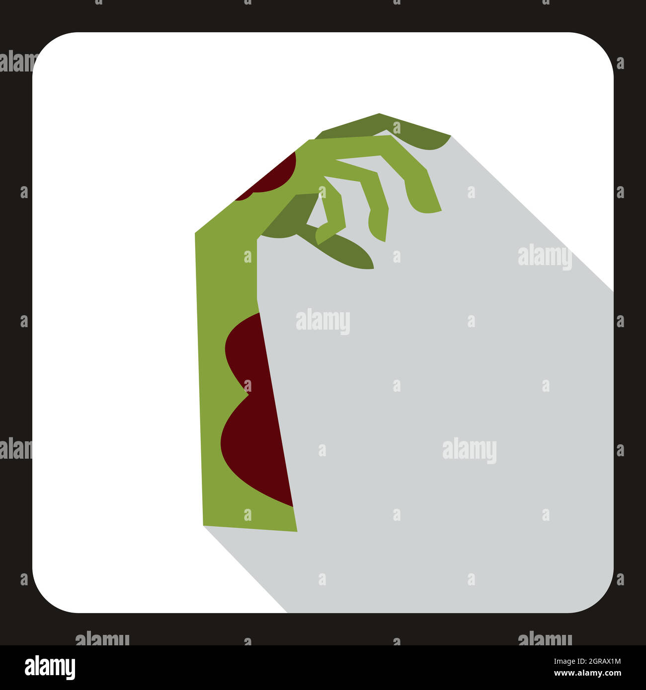 Zombie mano verde icona, stile piatto Illustrazione Vettoriale