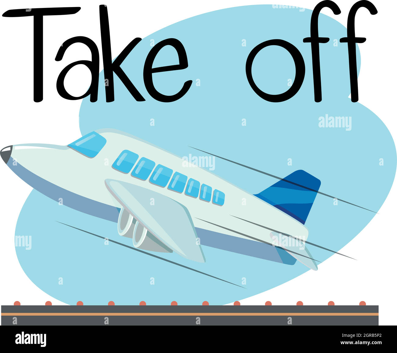 Wordcard per decollo con aereo decollo Illustrazione Vettoriale