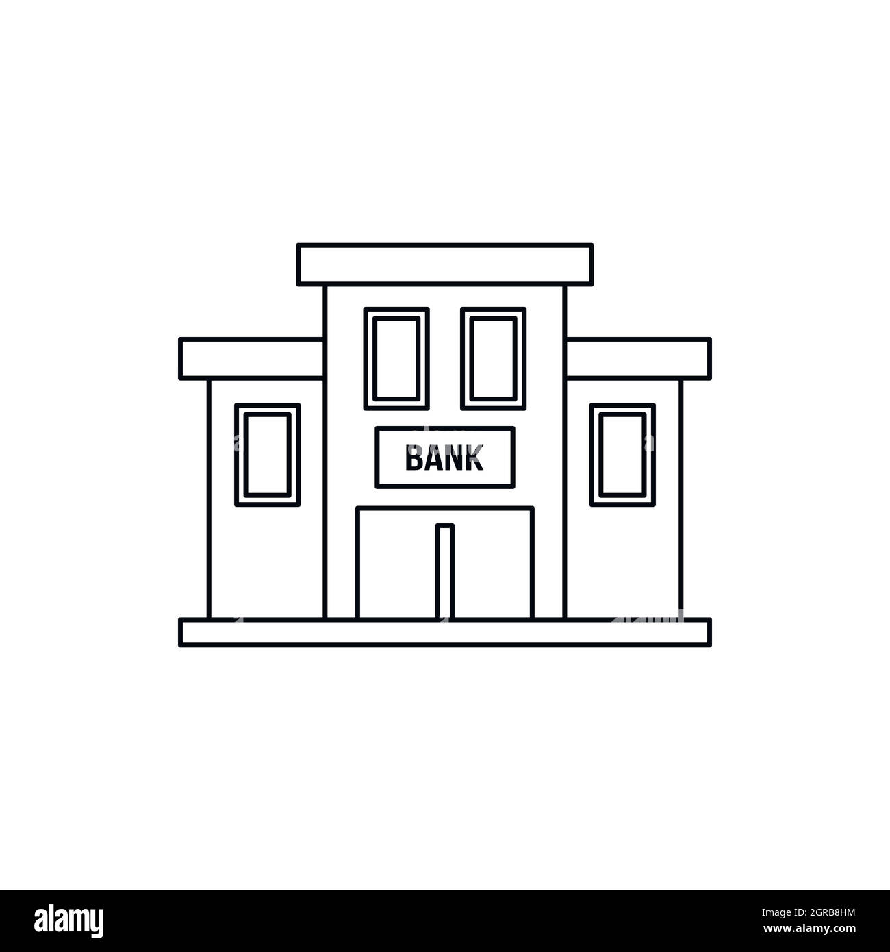 Bank Building, l'icona di stile di contorno Illustrazione Vettoriale