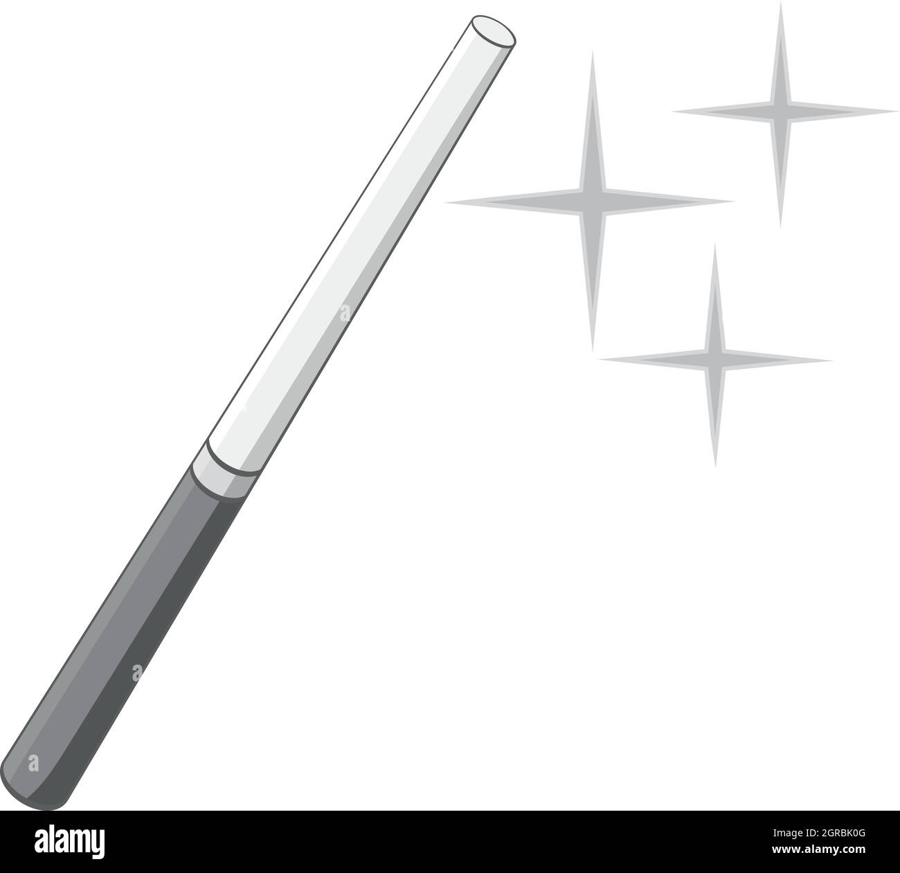 La bacchetta magica icona, nero stile monocromatico Illustrazione Vettoriale