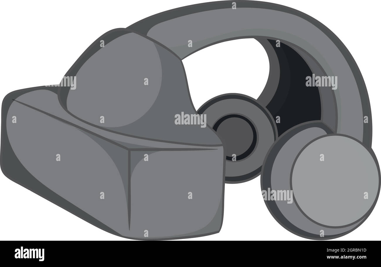 Icona delle cuffie, nero stile monocromatico Illustrazione Vettoriale