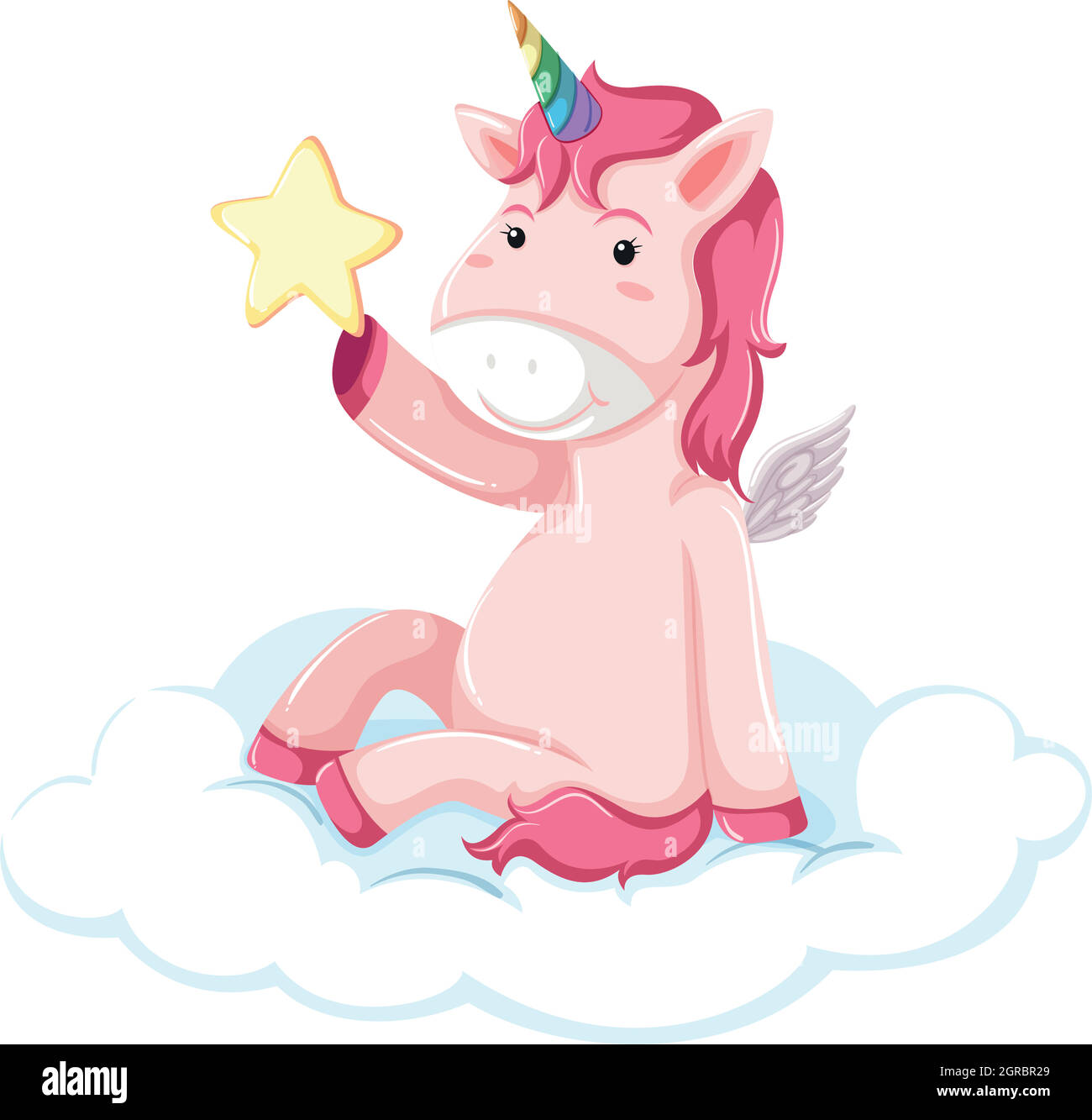 Grazioso unicorno rosa concetto Illustrazione Vettoriale