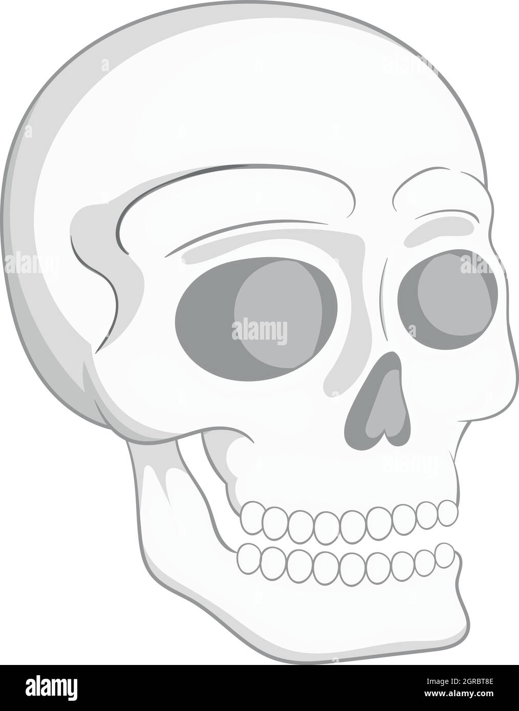 Cranio umano icona, nero stile monocromatico Illustrazione Vettoriale