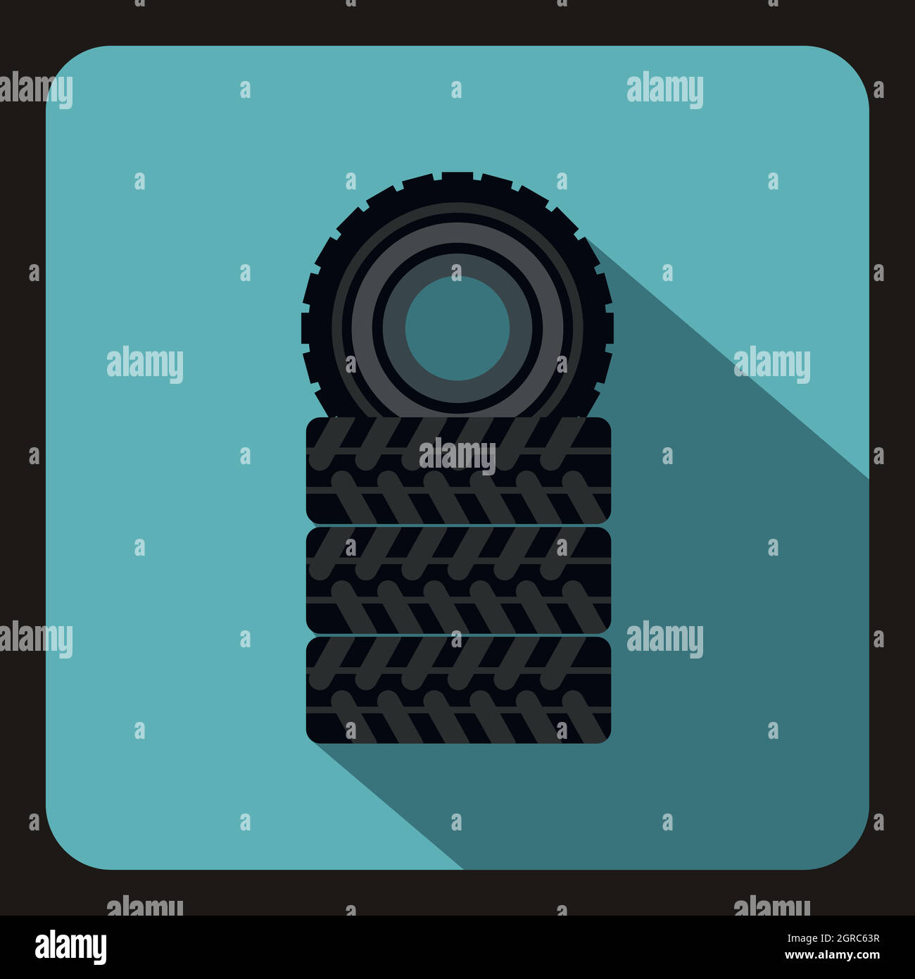 Icona pila di pneumatici neri, stile piatto Illustrazione Vettoriale