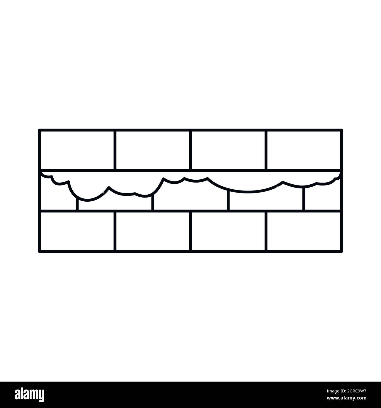 Muro di mattoni icona in stile contorno Illustrazione Vettoriale