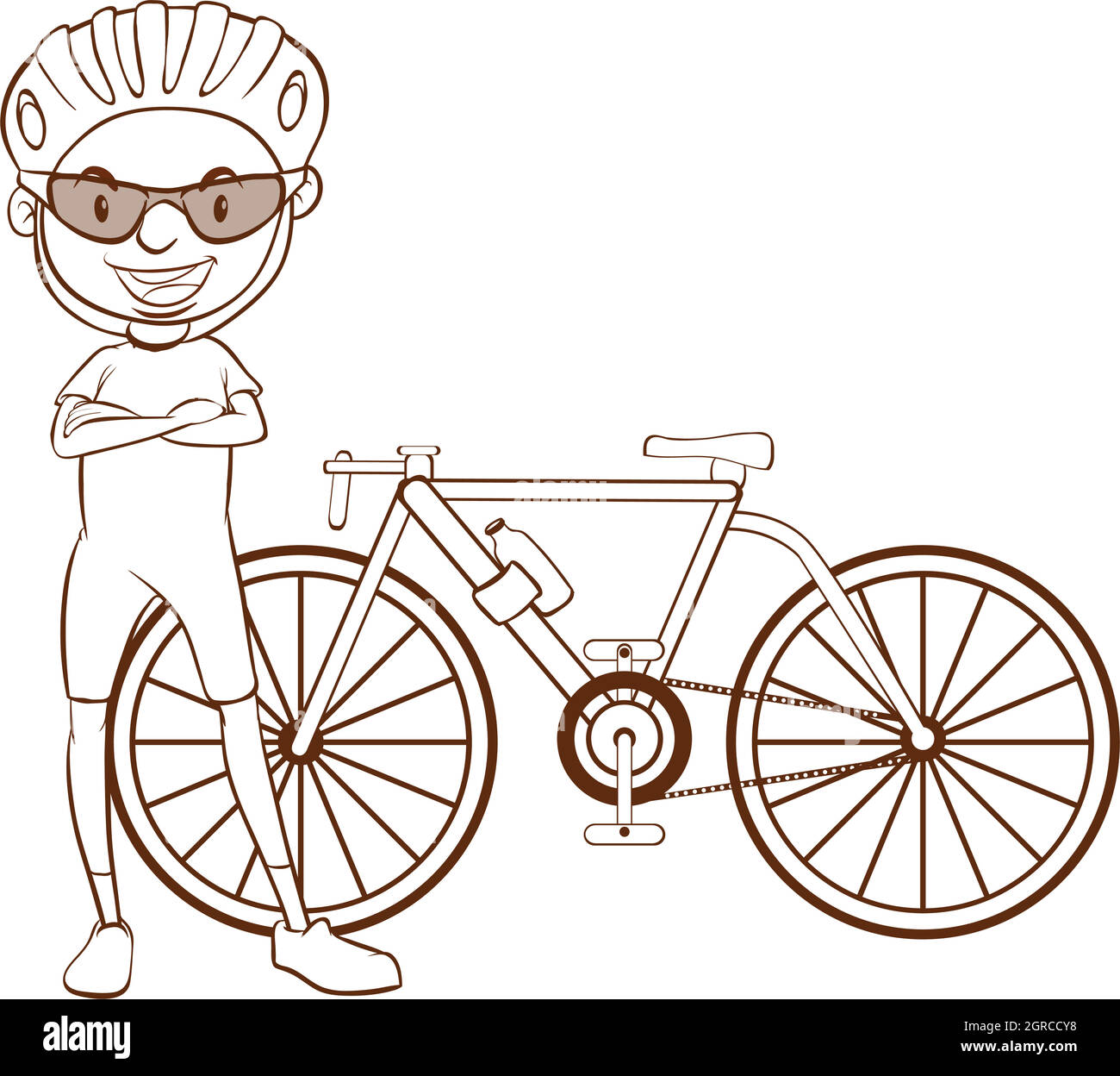 Uno schizzo semplice di un ciclista Illustrazione Vettoriale