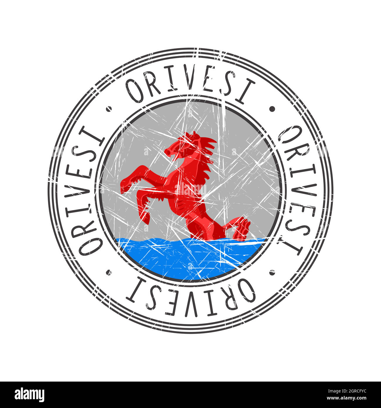 Timbro postale di gomma della città di Origesi Illustrazione Vettoriale