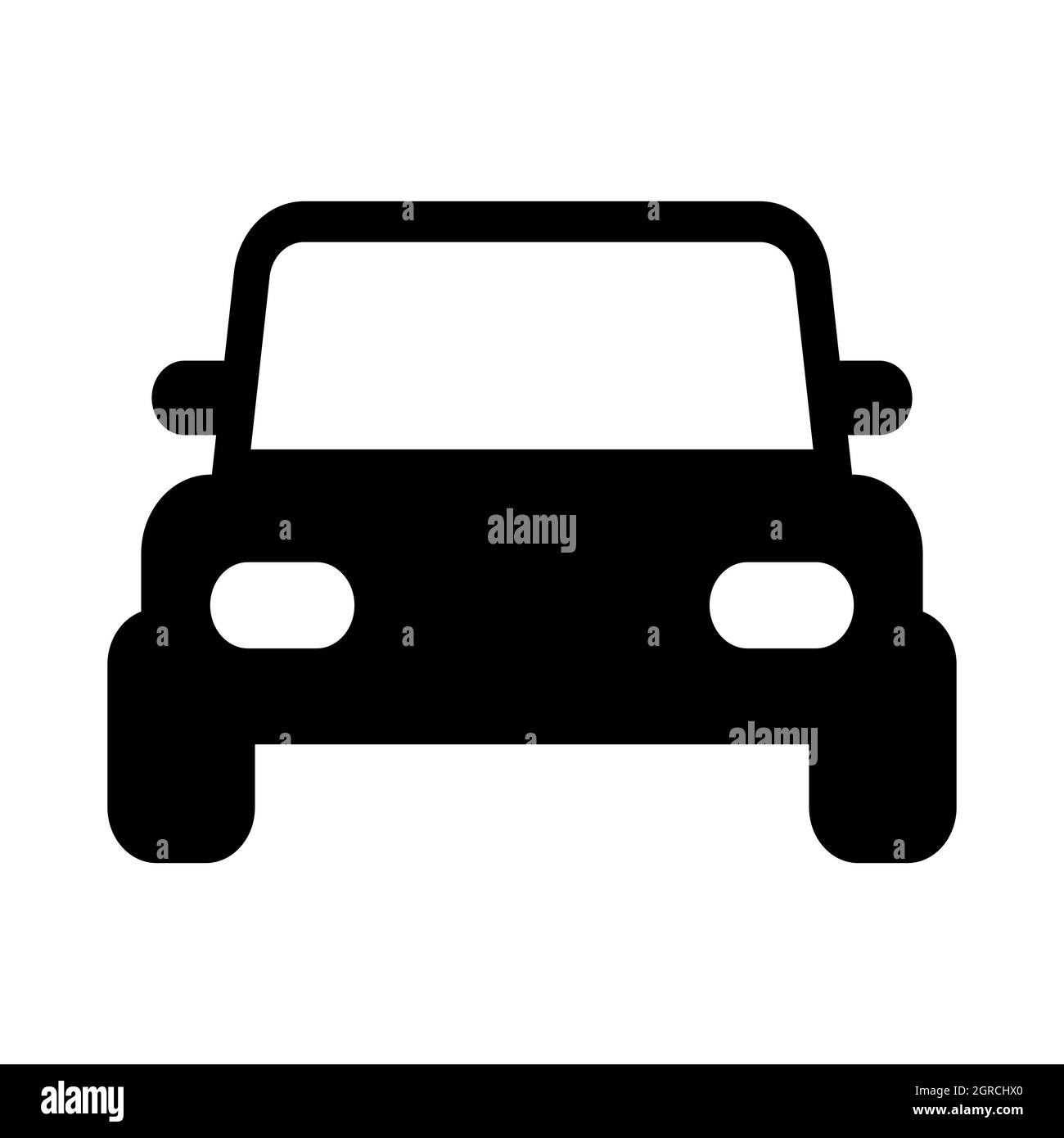 Jeep pickup auto vista frontale icona stile cartoon, modello per logo Illustrazione Vettoriale