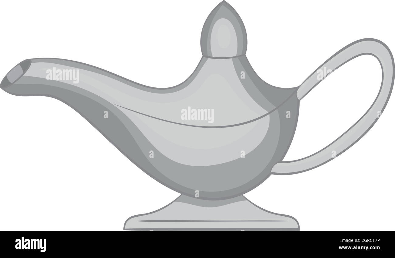 La lampada magica icona, nero stile monocromatico Illustrazione Vettoriale