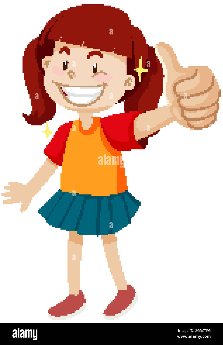 Una ragazza con il pollice in posa in felice umore isolato Illustrazione Vettoriale