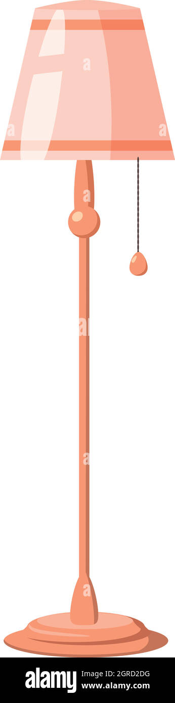 Lampada da terra su un lungo peduncolo, icona di stile cartoon Illustrazione Vettoriale