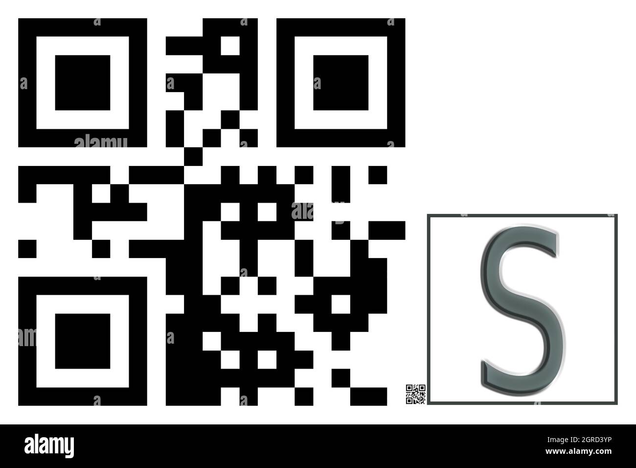 Monogramma del carattere maiuscolo S , codice QR Foto Stock