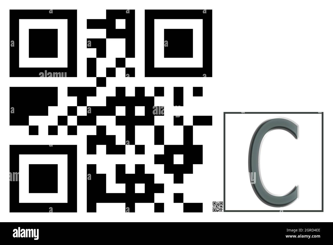 Monogramma del carattere maiuscolo C , codice QR Foto Stock