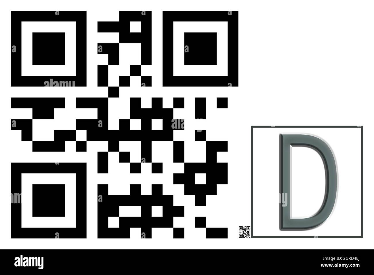 Monogramma del carattere maiuscolo D , codice QR Foto Stock