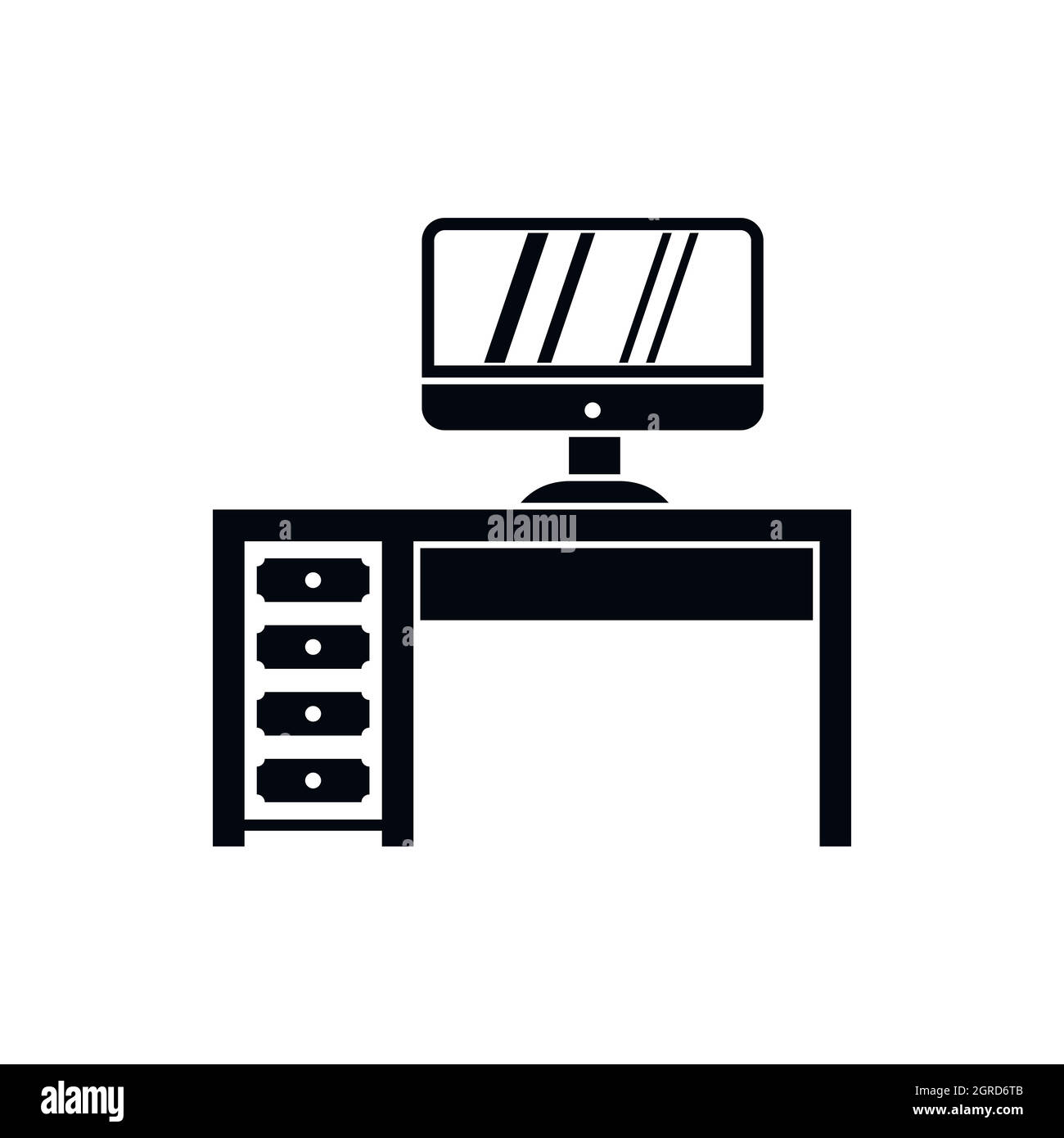 Computer desk, sul posto di lavoro, l'icona di stile semplice Illustrazione Vettoriale