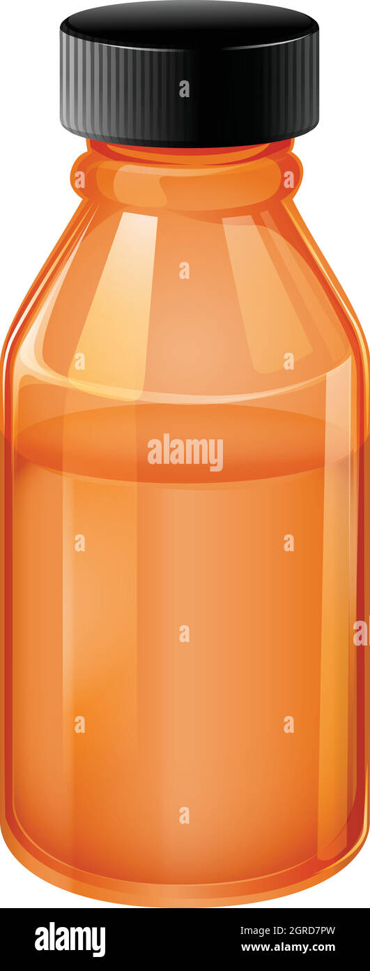 Un flacone per uso medico con coperchio nero Illustrazione Vettoriale