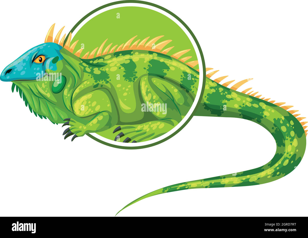 Carattere iguana sul modello di adesivo Illustrazione Vettoriale