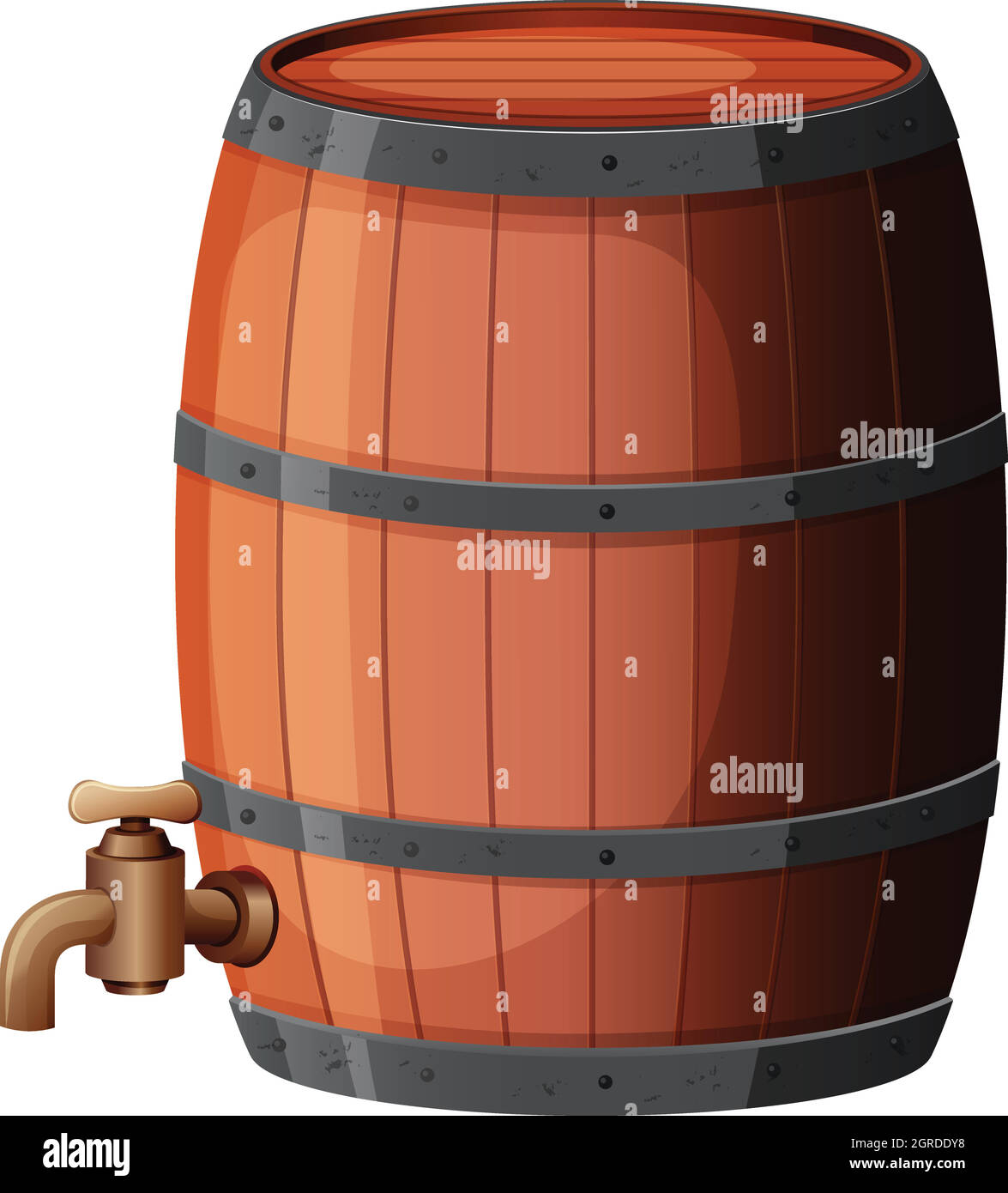 Un vino Barrel su sfondo bianco Illustrazione Vettoriale