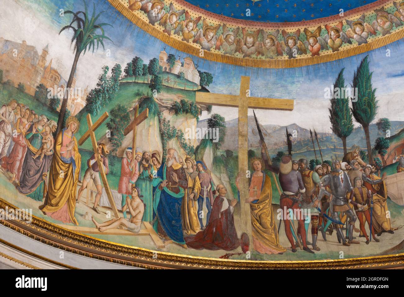 ROMA, ITALIA - 2 SETTEMBRE 2021: Il dettaglio della fondazione dell'affresco di Santa Croce dalla chiesa di Santa Croce in Gerusalemme Foto Stock