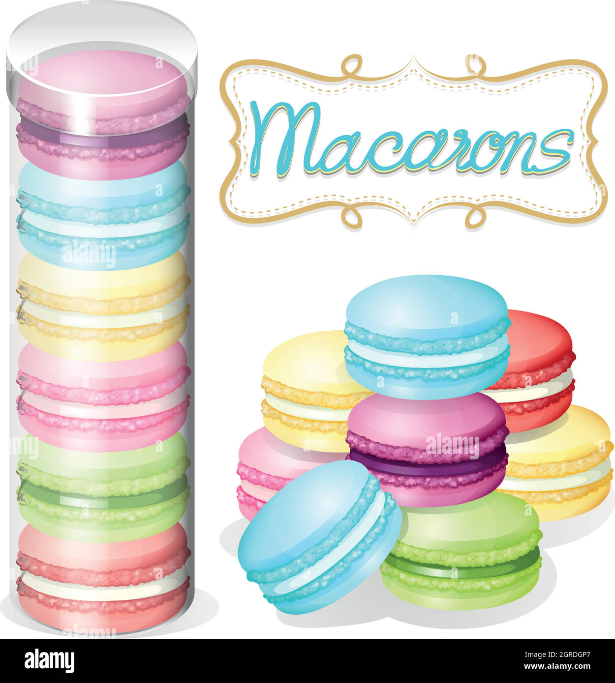 Macaron in contenitore di plastica Illustrazione Vettoriale