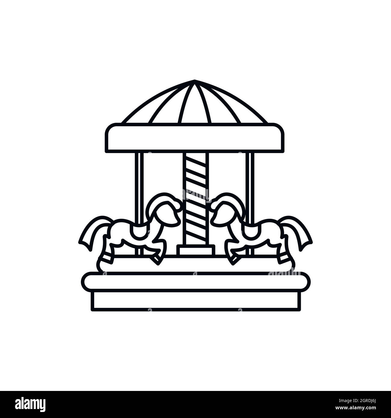 Merry Go Round cavallo icona, stile contorno Illustrazione Vettoriale