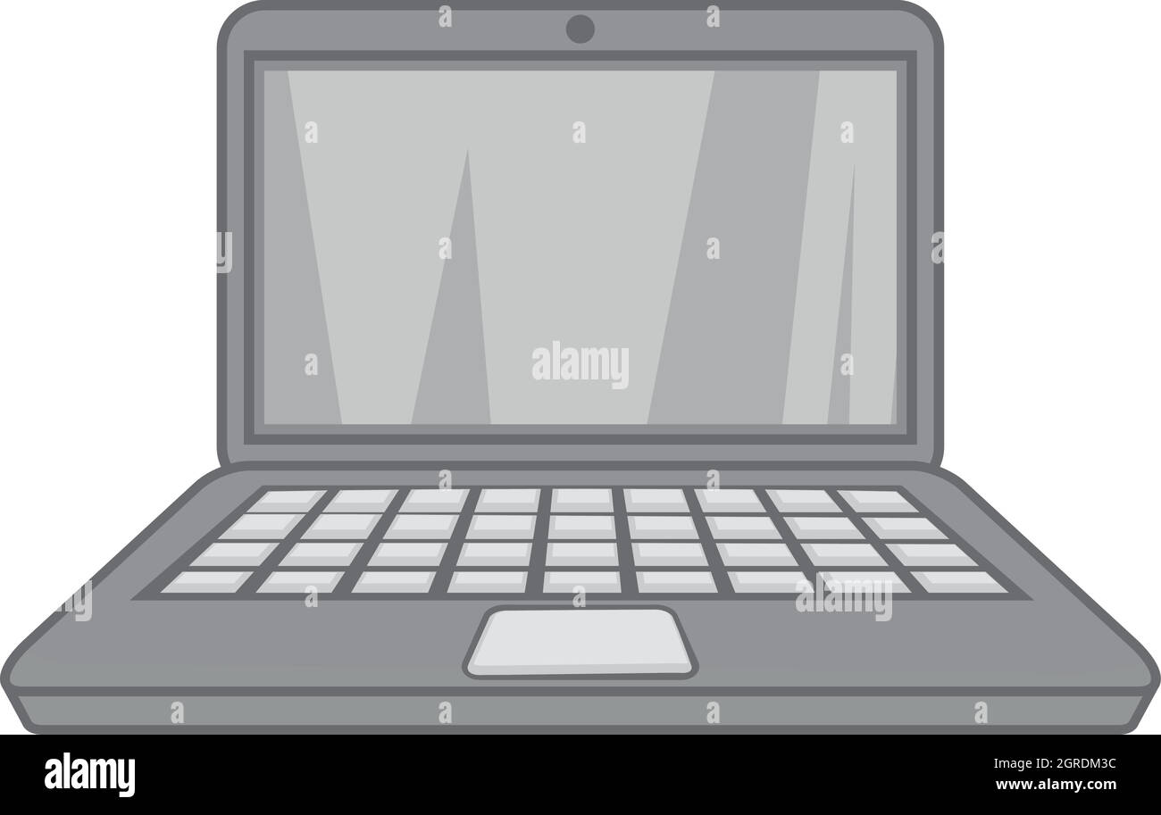 Icona di laptop, nero stile monocromatico Illustrazione Vettoriale