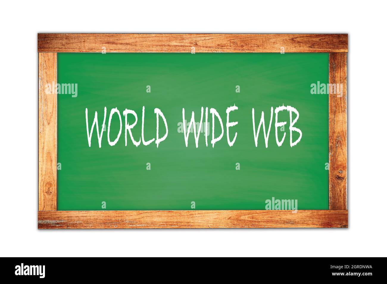 TESTO WORLD WIDE WEB scritto su lavagna verde con cornice di legno. Foto Stock