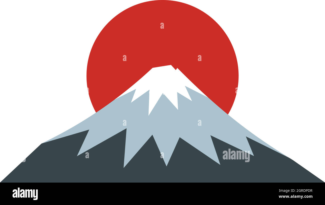 La montagna sacra di Fuji, Giappone icona stile piatto Illustrazione Vettoriale