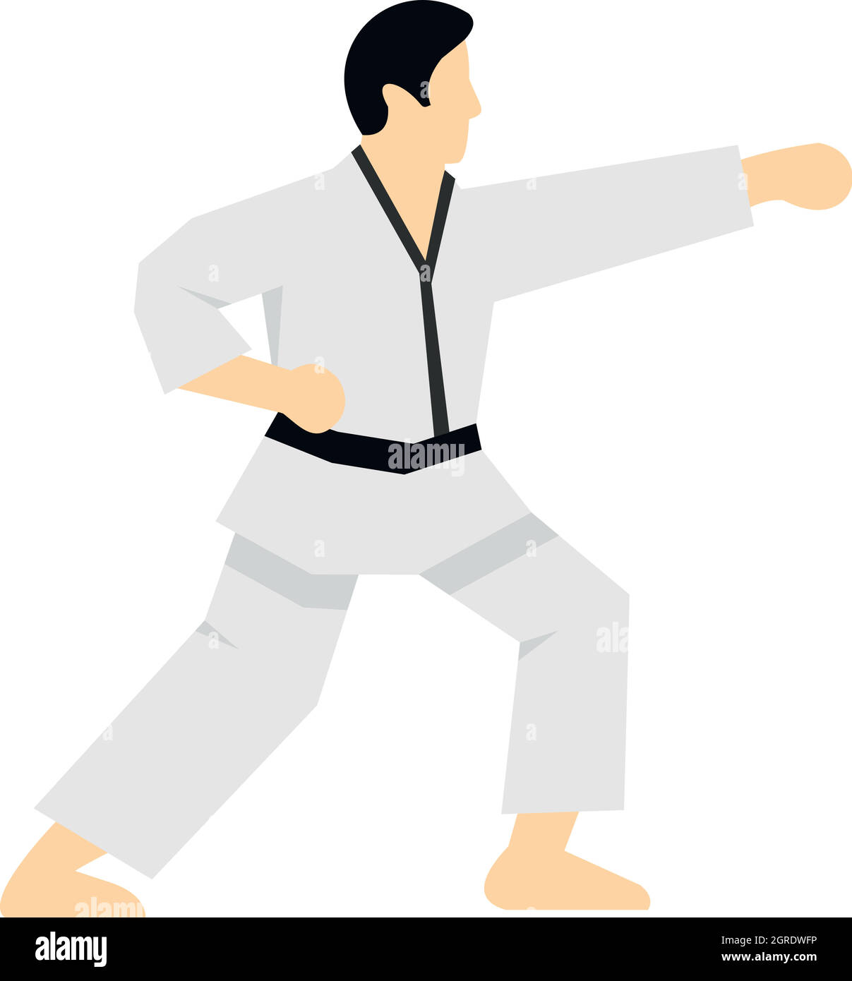 Il Karate fighter icona, stile piatto Illustrazione Vettoriale
