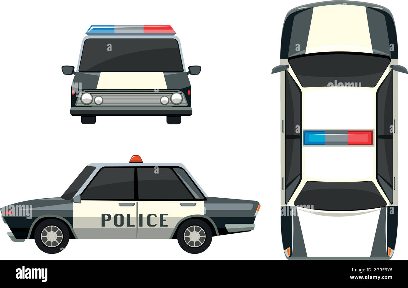 Auto di polizia da diverse opinioni Illustrazione Vettoriale