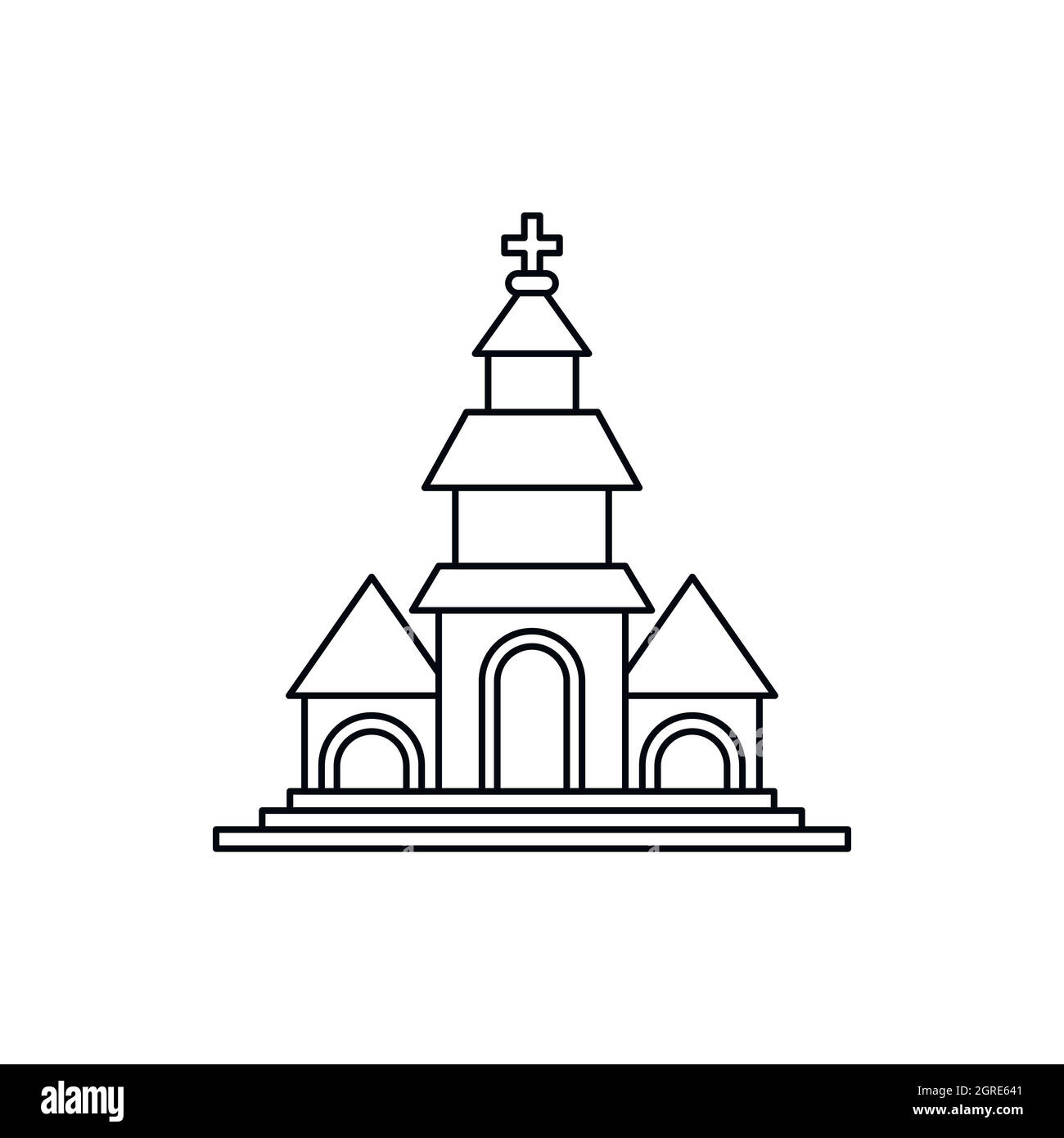 Icona della Chiesa, in stile contorno Illustrazione Vettoriale