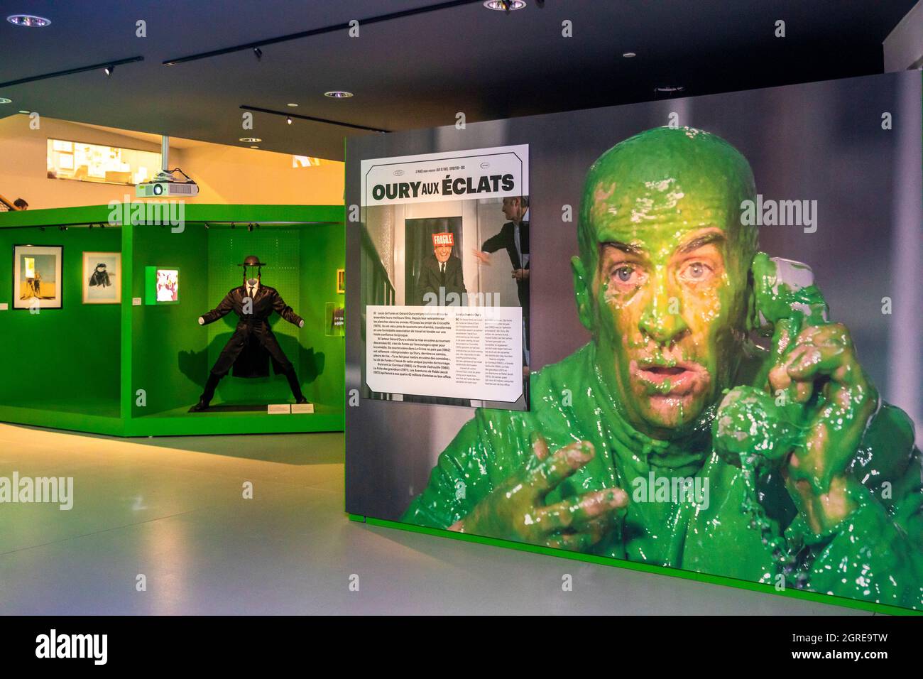 L'illustrazione mostra la presentazione di una mostra dedicata al compianto attore francese Louis de Funes, al Cinema Palace di Bruxelles, venerdì 0 Foto Stock