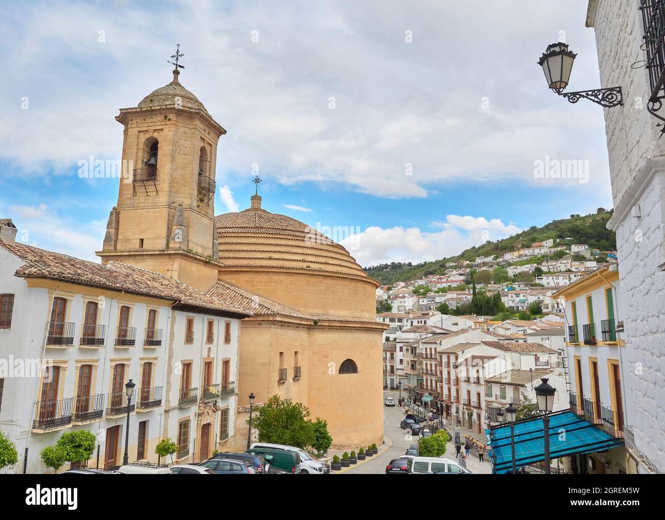 Antica chiesa rotonda dell'Incarnazione a Montefrio in Spagna Foto Stock