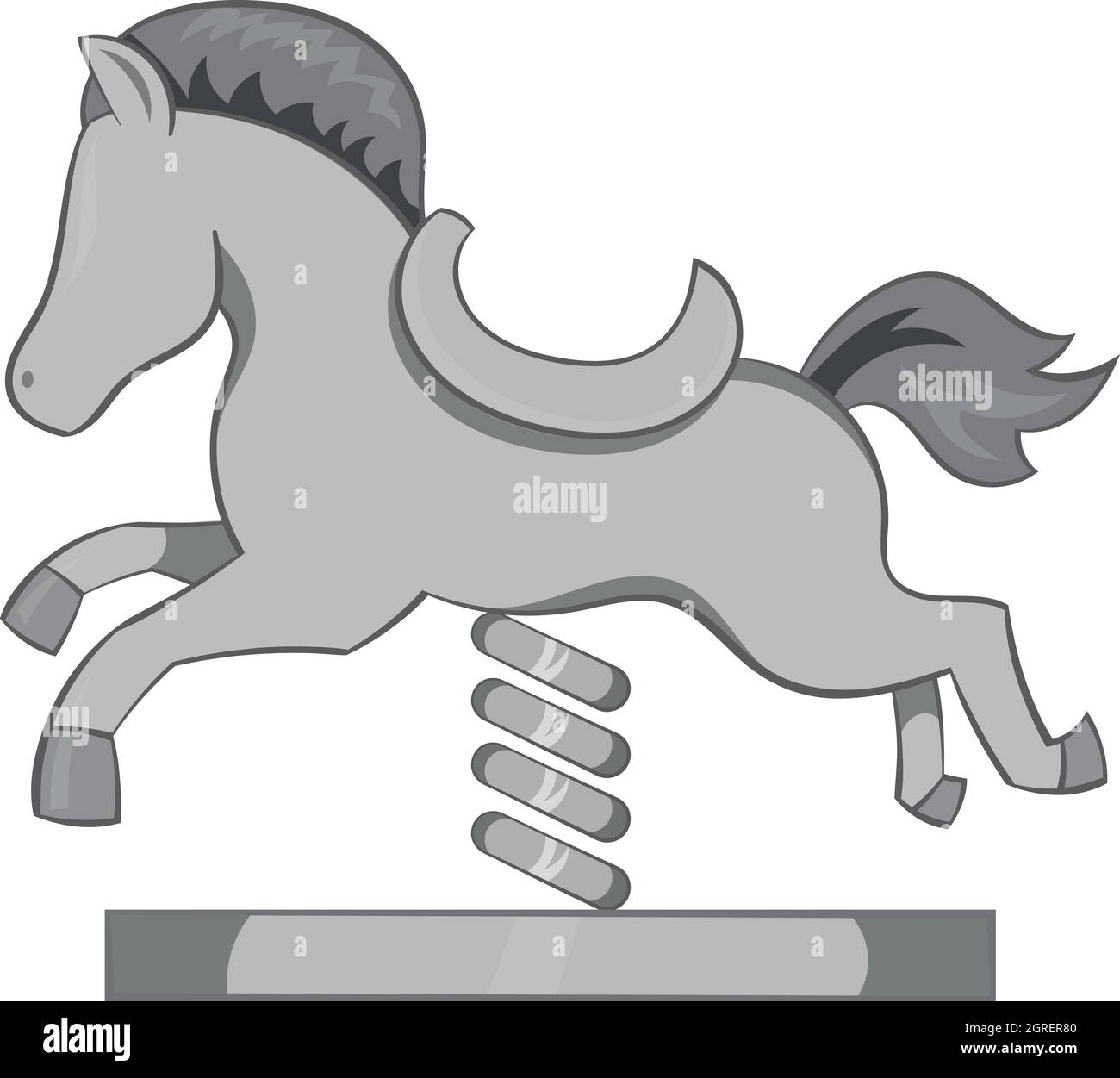 Cavallo a dondolo, icona nero stile monocromatico Illustrazione Vettoriale
