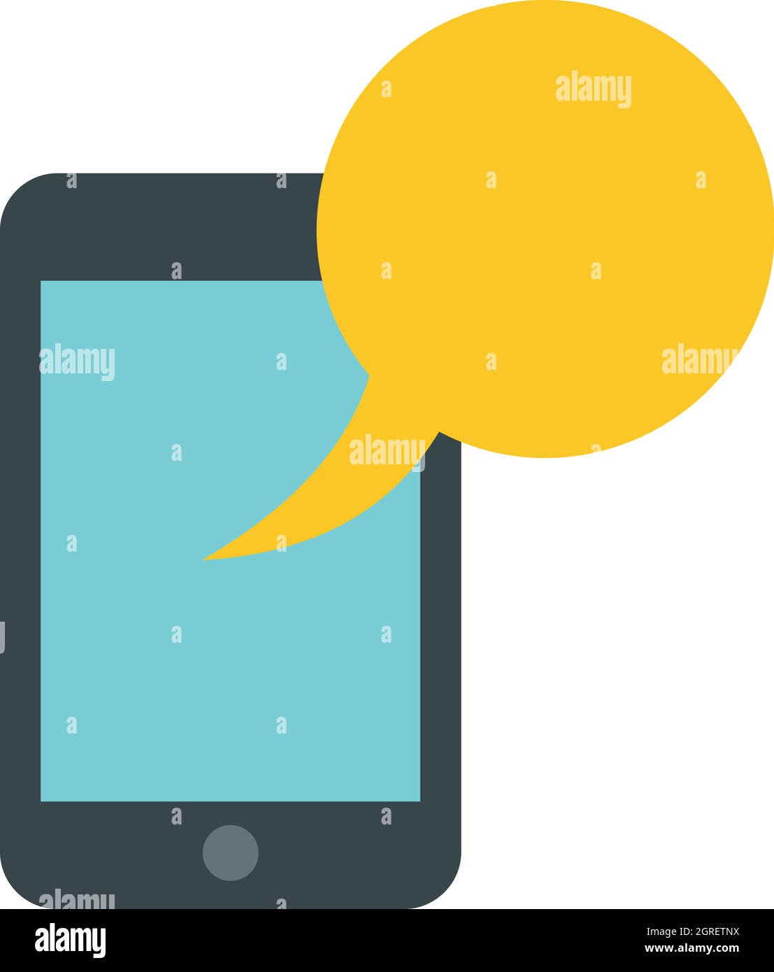 Smartphone con giallo discorso bolla icona Illustrazione Vettoriale