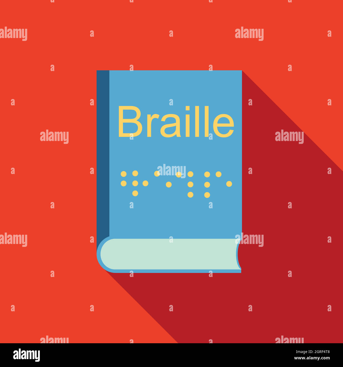 La cecità della scrittura Braille icona sistema, stile piatto Illustrazione Vettoriale