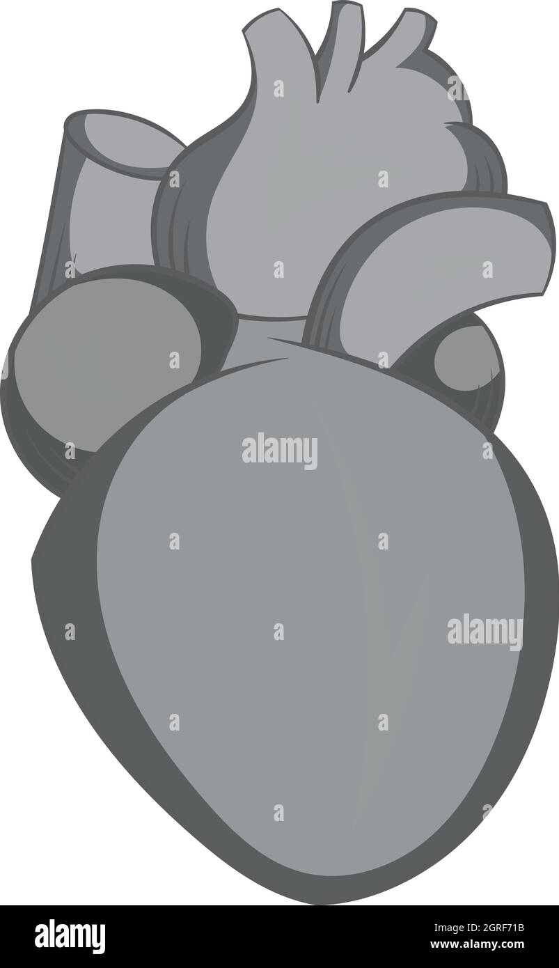 Cuore icona umana, nero stile monocromatico Illustrazione Vettoriale