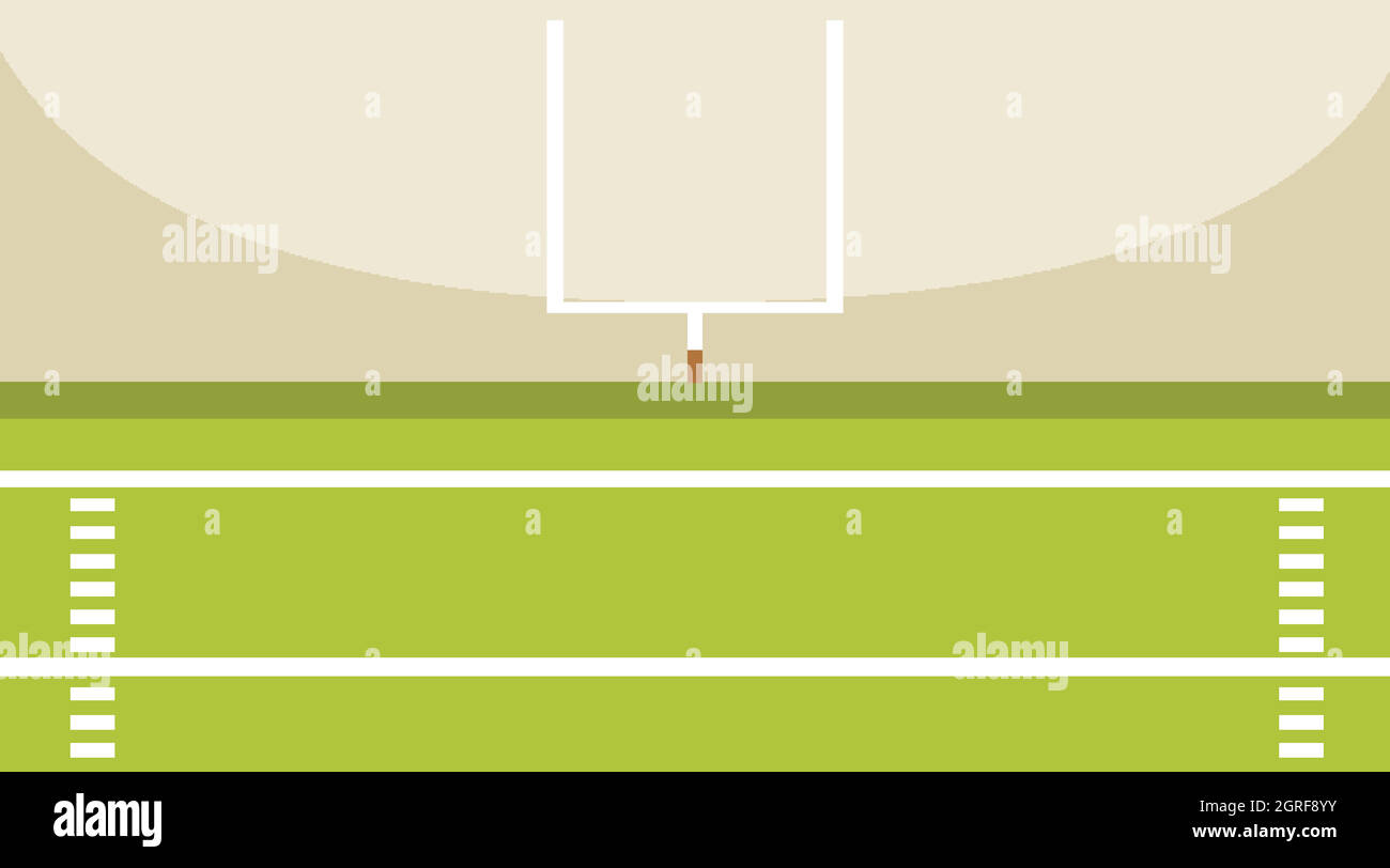 Scena di fondo del campo di calcio americano con gol Illustrazione Vettoriale