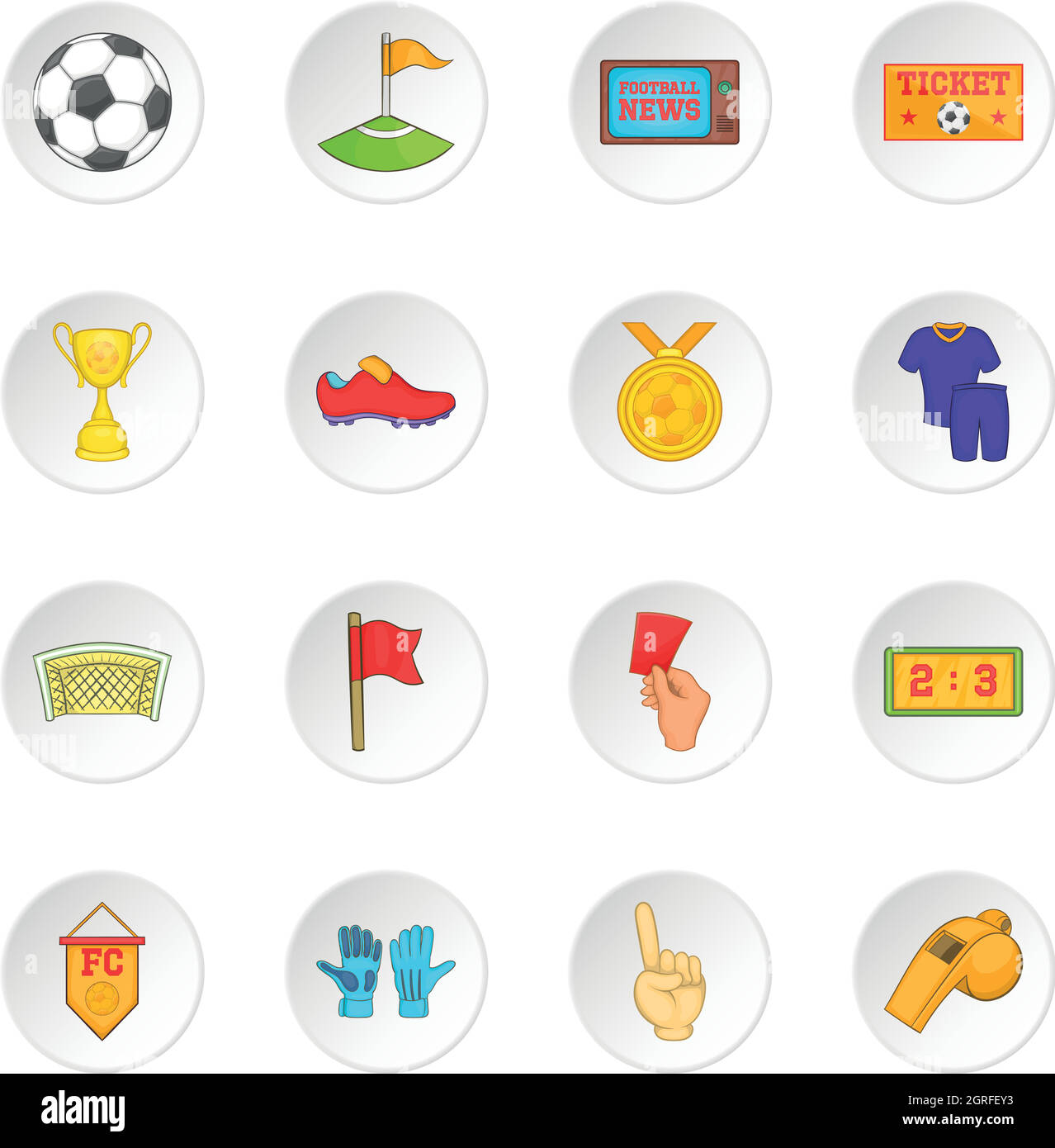 Soccer set di icone, stile cartoon Illustrazione Vettoriale