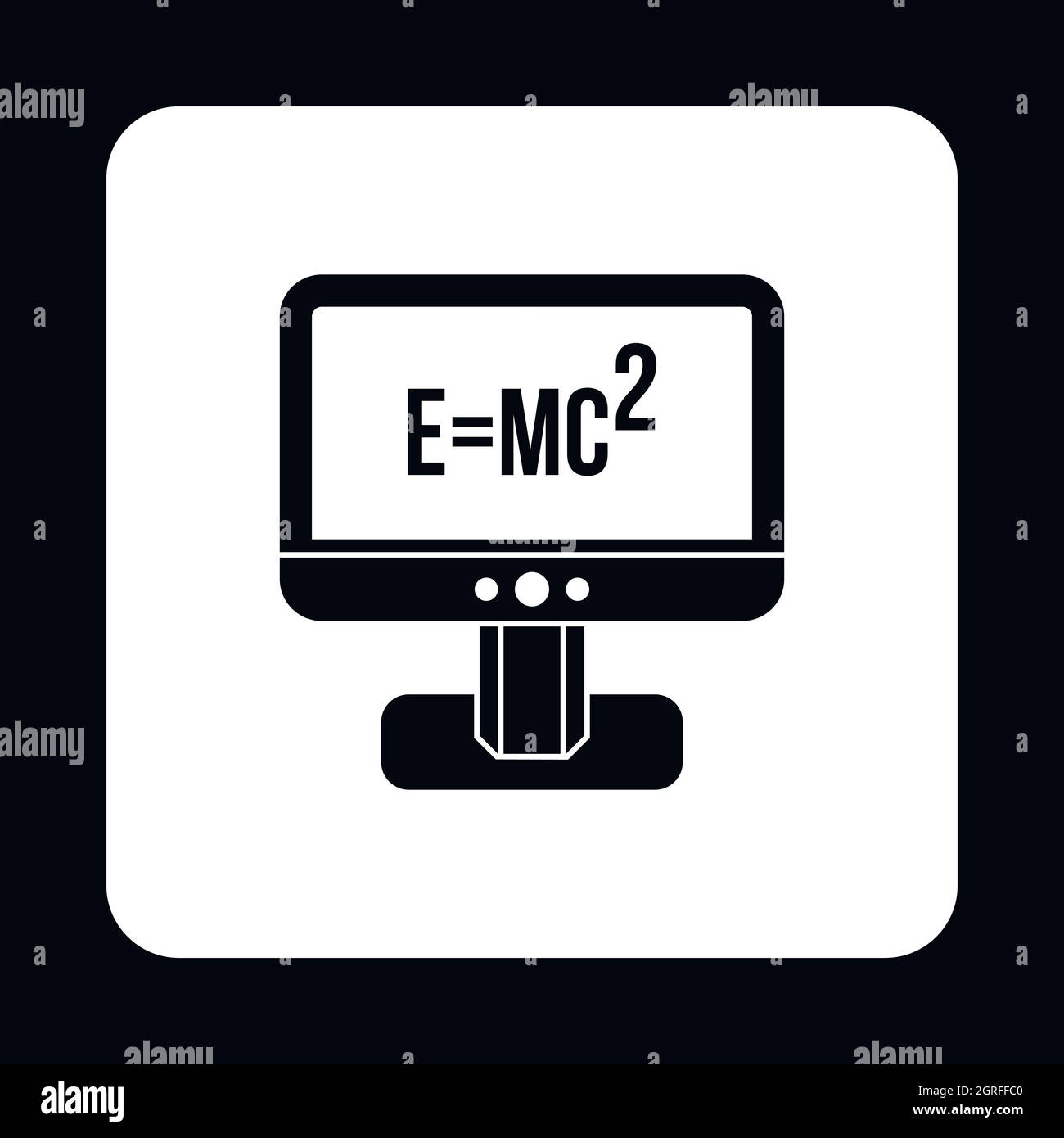 Monitor con la teoria della relatività icona di formula Illustrazione Vettoriale