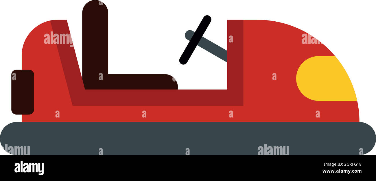 Red bumper car icona, stile piatto Illustrazione Vettoriale