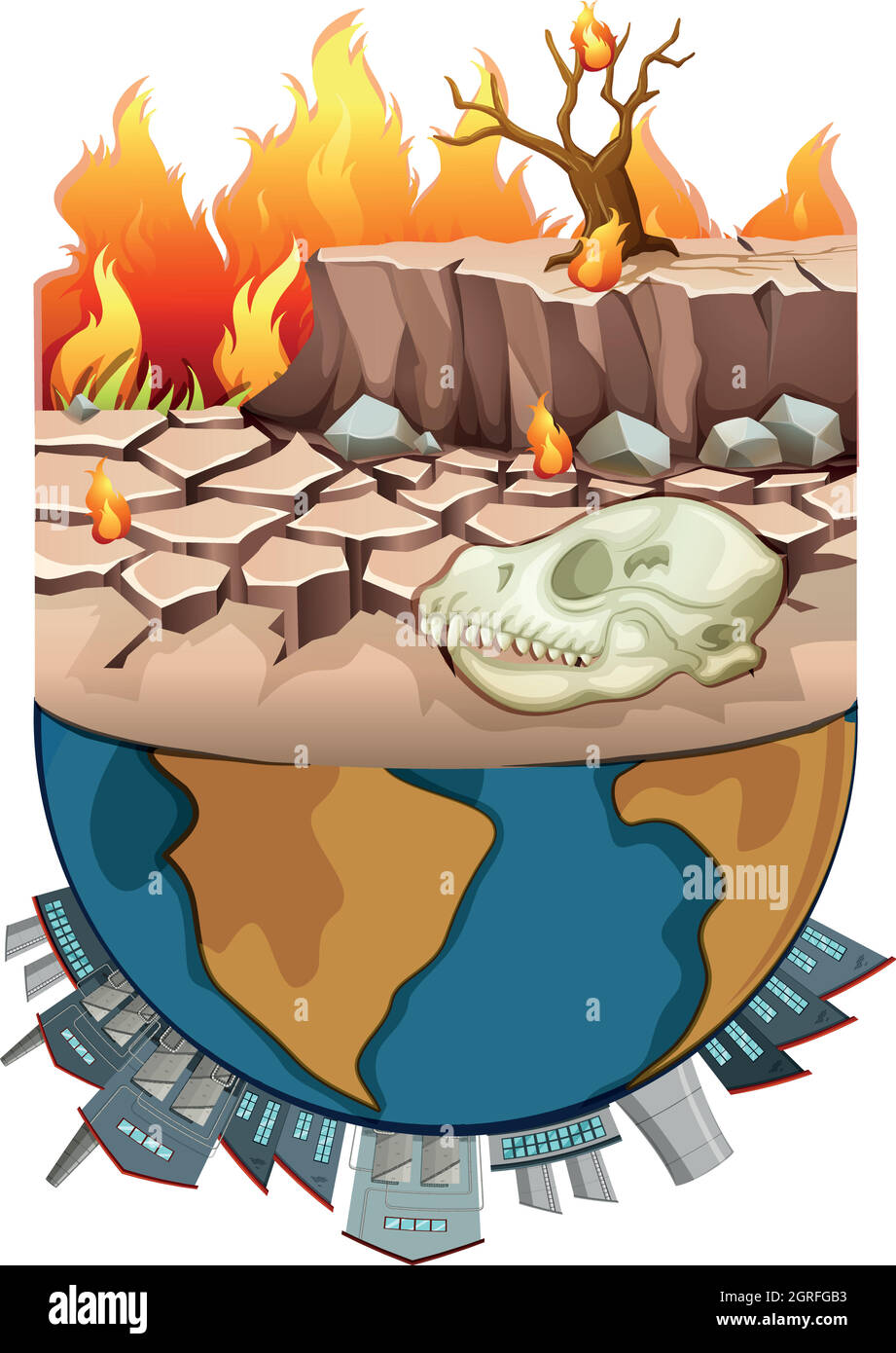 Poluzione sulla terra e siccità Illustrazione Vettoriale